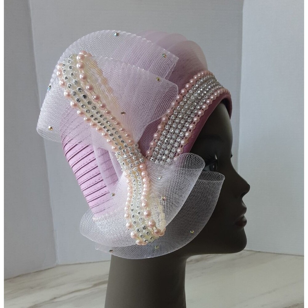 CHARM'S Avant-Garde Glam Crystal | Pearl Fascinator Derby Church Hat - NWT